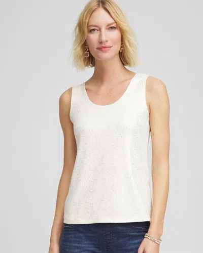 Chico's Foiled Microfiber Tank In Cream In Blue