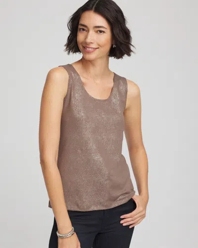 Chico's Foiled Microfiber Tank In Walnut In Brown