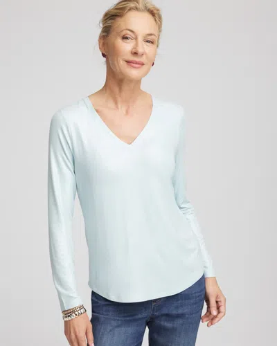 Chico's Foiled Touch Of Cool Layering Tee In Blue Menthe
