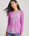 Chico's Foiled Touch Of Cool Layering Tee In Gooseberry In Purple