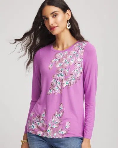 Chico's Foiled Touch Of Cool Layering Tee In Gooseberry In Purple