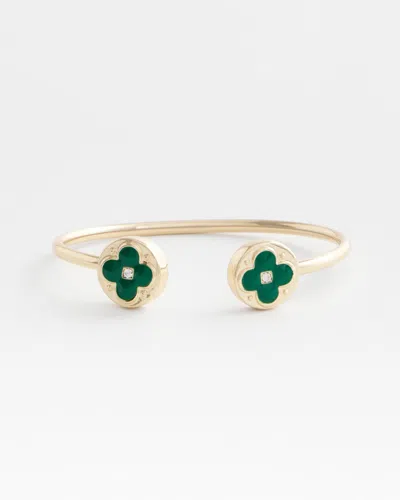 Chico's Four Leaf Clover Flex Cuff Bracelet |  In Green