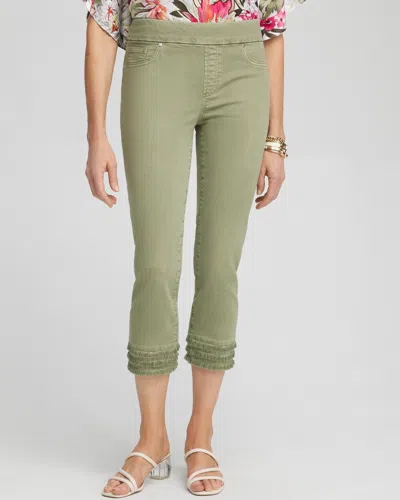 Chico's Fray Hem Pull-on Cropped Capri Jeans In Jojoba Green Size 16/18 |
