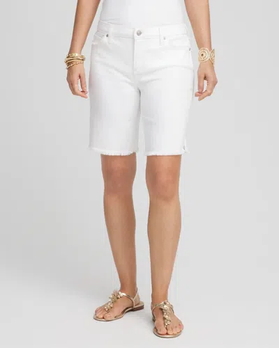 Chico's Frayed Girlfriend Jean Shorts In White