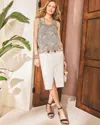Chico's Frayed High-rise Midi Stretch Denim Skirt In White In Gray