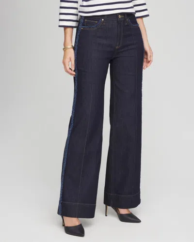 Chico's Frayed High-rise Wide-leg Jeans In Cedar Rinse