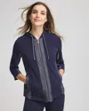 Chico's French Terry & Chambray Jacket In Blue