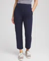 Chico's French Terry & Chambray Tapered Pants In Blue