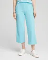 Chico's French Terry Gauze-inset Cropped Pants In Blue