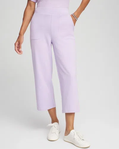 Chico's French Terry Gauze-inset Cropped Pants In Purple