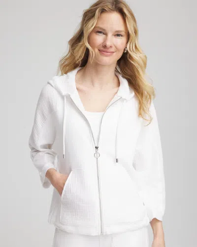 Chico's French Terry Gauze Jacket In White