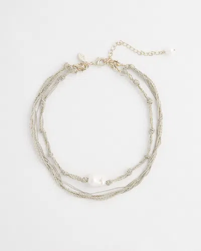 Chico's Fresh Water Pearl Convertible Necklace |  In Silver
