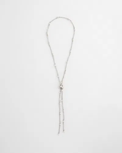Chico's Fresh Water Pearl Lariat Necklace |  In Silver