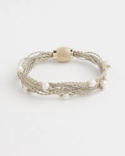 Chico's Fresh Water Pearl Magnetic Bracelet |  In Silver