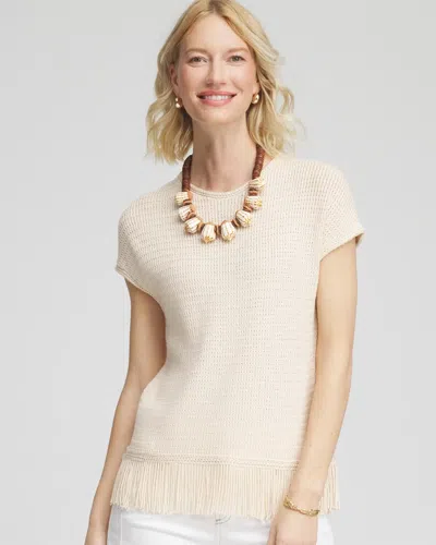 Chico's Fringe-hem Dolman Sweater Tee In Neutral
