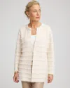 Chico's Fringe Ottoman Knit Cardigan Sweater In Cream In White
