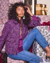 Chico's Fringe Tweed Jacket In Purple Size Xl |  In Purple