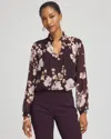 Chico's Frosty Floral Ruffleneck Blouse In Night Bloom In Multi
