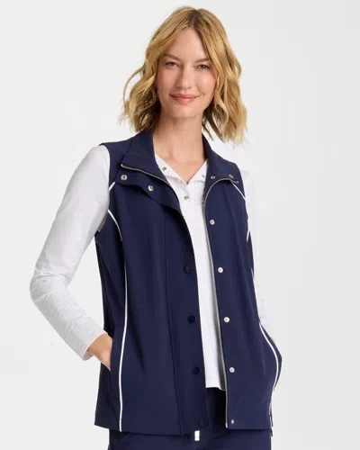 Chico's Full Snap Vest In Blue