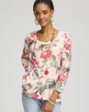 Chico's Garden Scoop Neck Tee In Coral Blossom Size 20/22 |  In Coral Blossom