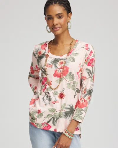 Chico's Garden Scoop Neck Tee In Coral Blossom Size 20/22 |