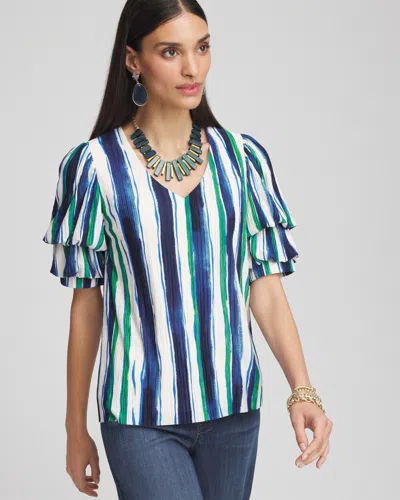 Chico's Gathered Sleeve Tee In Blue Size 4/6 |  In Passport Blue