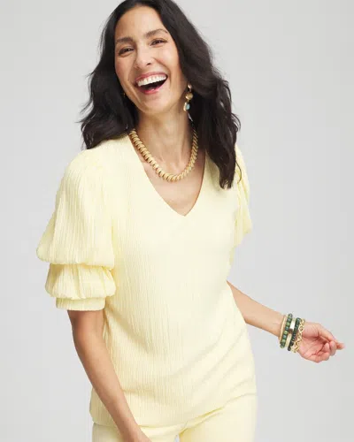 Chico's Gathered Sleeve Tee In Yellow Size 20/22 |  In Golden Haze