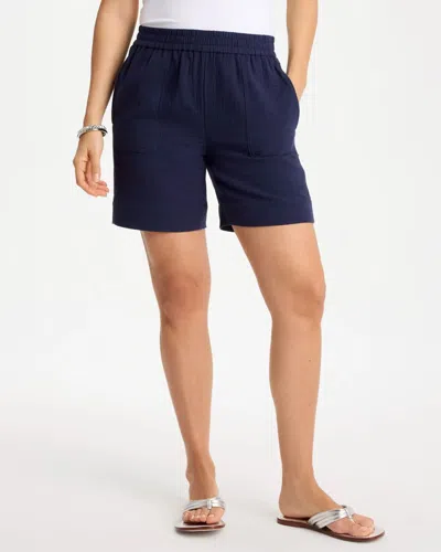Chico's Gauze Cotton Shorts In Blue