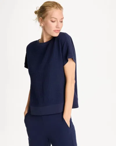 Chico's Gauze French Terry Mix Tee In Blue