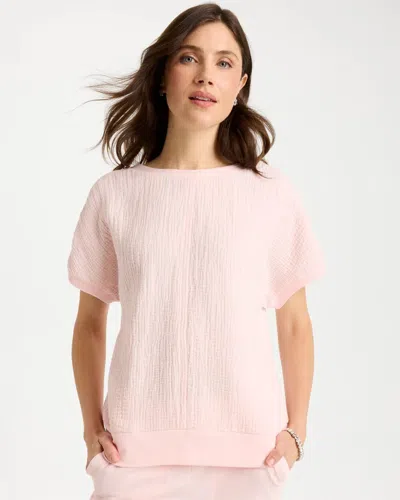 Chico's Gauze French Terry Tee In Pink Lotus