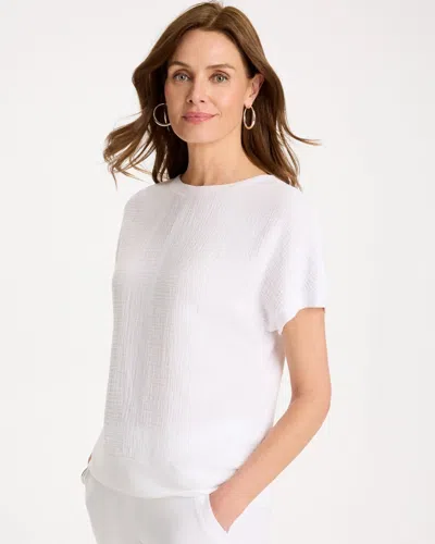 Chico's Gauze French Terry Tee In White