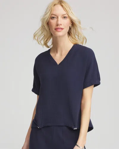 Chico's Gauze Lounge Shirt In Blue