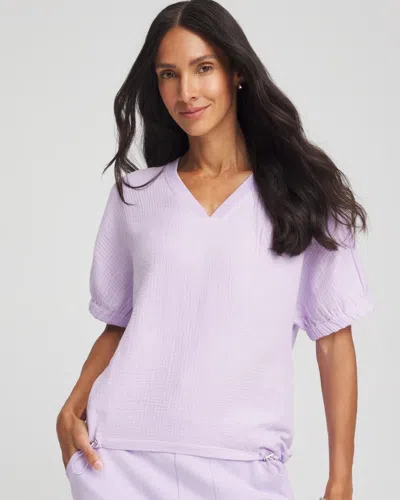 Chico's Gauze Lounge Shirt In Purple
