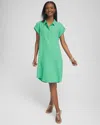 CHICO'S GAUZE ROLL TAB SLEEVE DRESS IN GRASSY GREEN SIZE 4 | CHICO'S