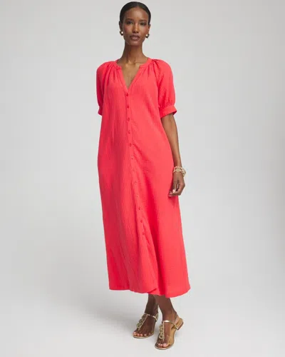 Chico's Gauze Shirt Dress In Watermelon Punch Size 14-l |