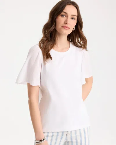 Chico's Gauze Sleeve Soft-stretch Tee In White