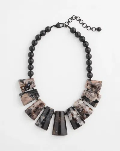 Chico's Genuine Agate Stone Bib Necklace In Neutral