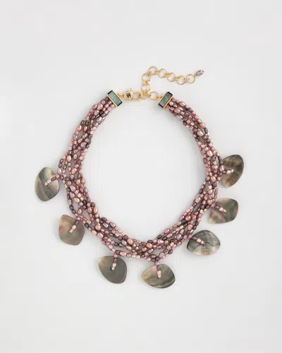 Chico's Genuine Shell Collar Necklace In Purple