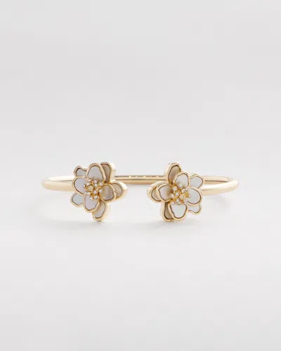 Chico's Genuine Shell Flower Flex Cuff Bracelet |  In Gold