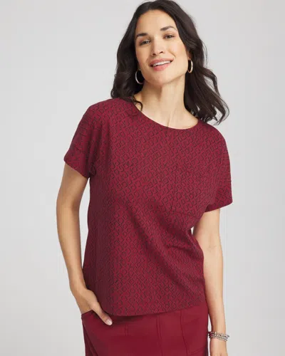 Chico's Geo-print Dolman Top In Russet Red