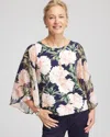 Chico's Georgette Angel-sleeved Top In Darkest Spruce In Green