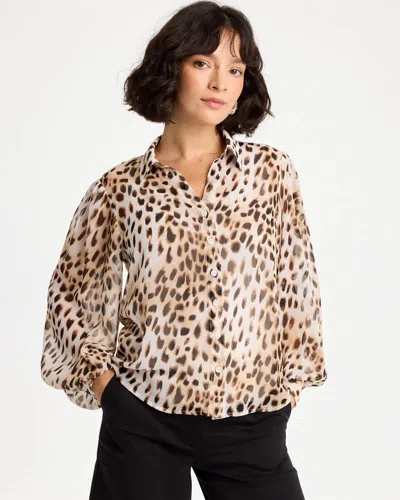Chico's Georgette Animal Print Blouse In Black