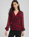 Chico's Georgette Clip Dot Ruffle Blouse In Carmine Red In Red