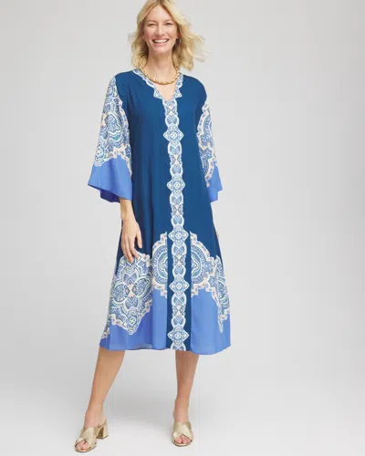 Chico's Kaftan Midi Dress In Blue Size 20/22 |  In Seaport Blue