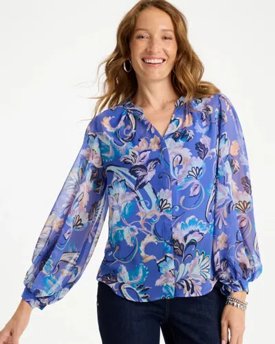 Chico's Georgette Paisley Blouse In Amparo Blue