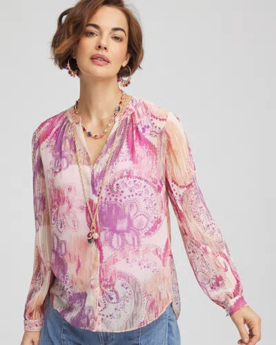 Chico's Georgette Pintuck Blouse In Purple Size 8/10 |  In Purple Clover