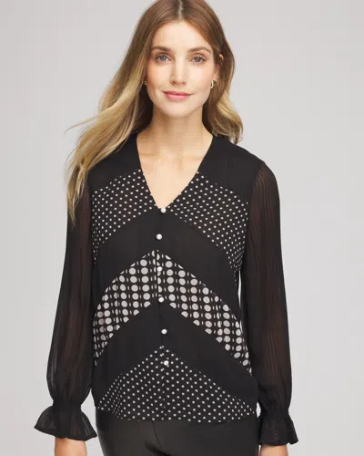 Chico's Georgette Polka Dot Blouse In Black