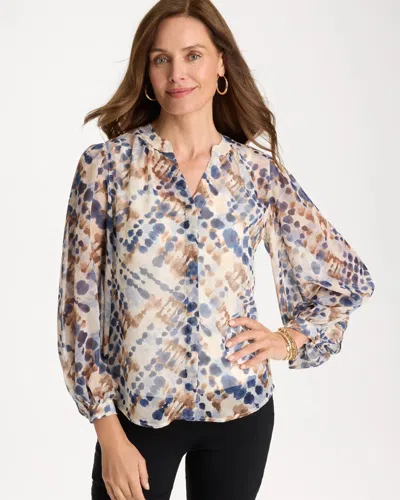 Chico's Georgette Printed Blouse In Blue