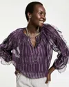 Chico's Georgette Ruffle Sleeve Blouse In Purple Elixir In Multi