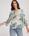 Chico's Georgette Ruffled V-neck Blouse In Pink In Pink